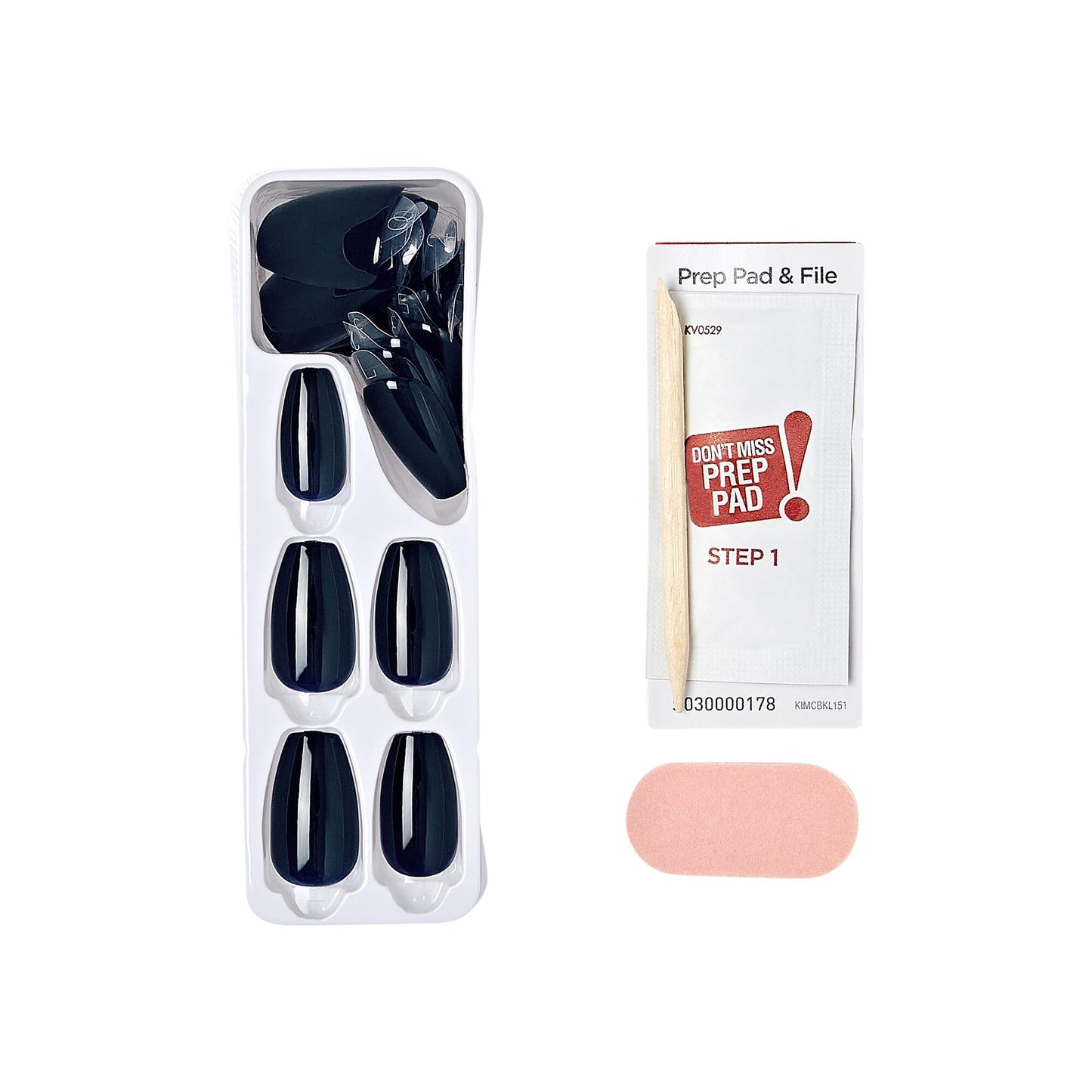 KISS imPRESS Color No Glue Mani 30 Pcs Press On Nails, Navy, Dark Blue, Medium Size, Coffin Shape, Simple Peel & Press Easy Apply, Hassel-Free Removal, Essential Tools Included