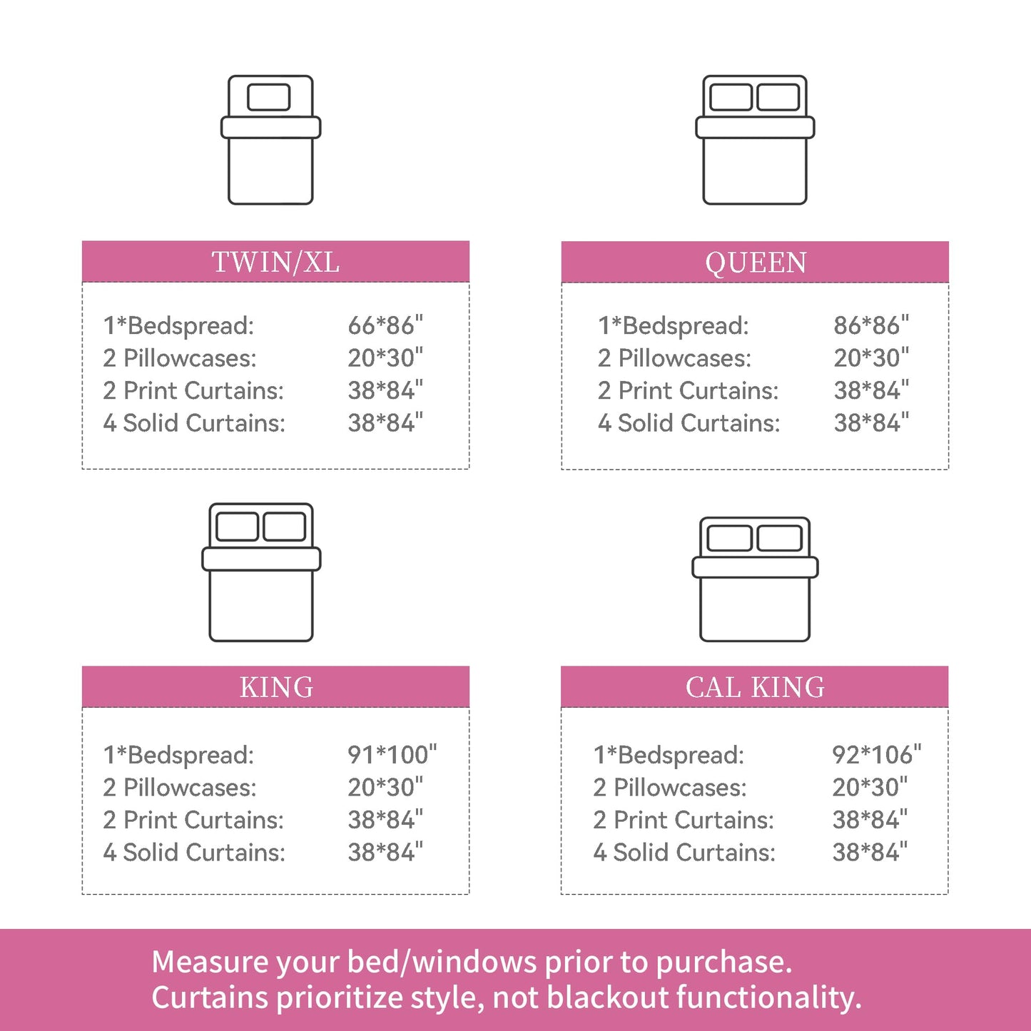 Deepsleep King Bedspread Set 9 Pieces, All Season Luxury Bed in a Bag for Bedroom, with 2 Pillowcases and 6 Curtains, Ultra-Soft Microfiber for Complete Bedroom Decor, Pink Rose