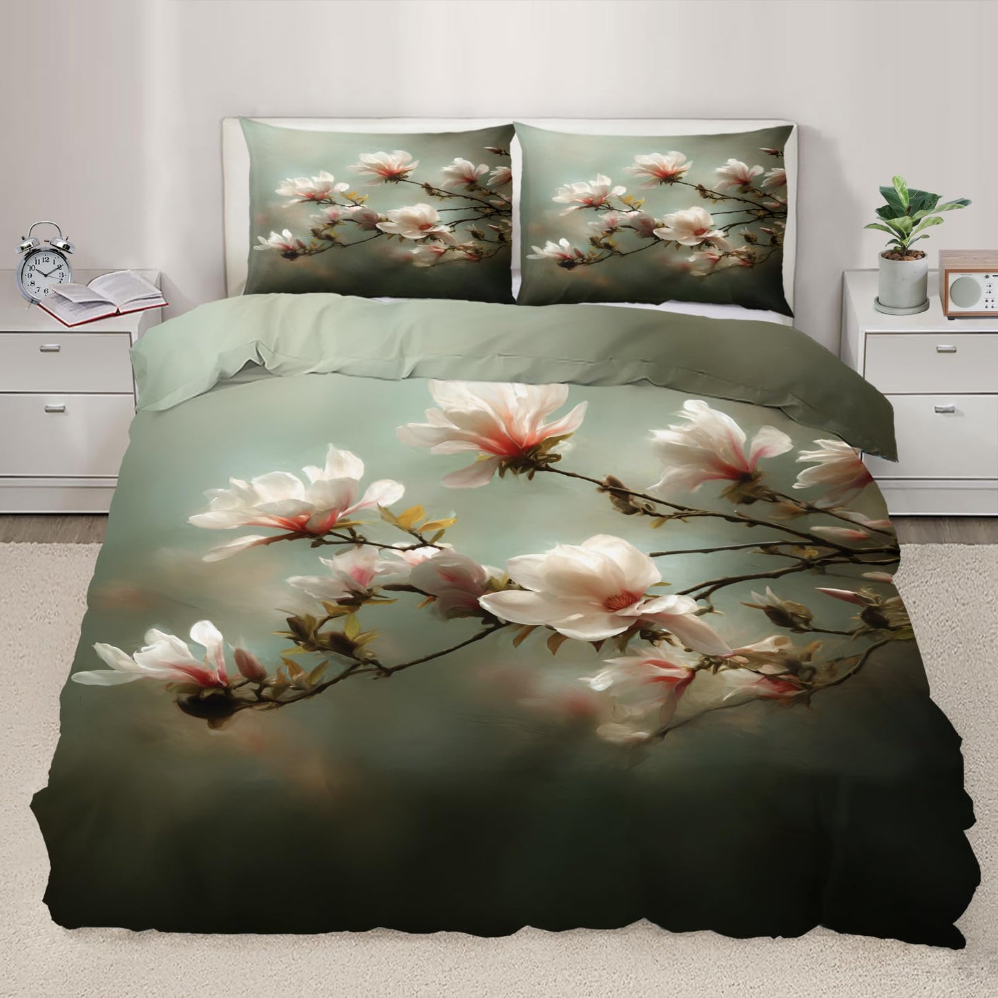 ZAMODE Floral Duvet Cover King Size, Botanical Flowers Comforter Cover 104" x 90", Rustic Flower Bedding Set with 2 Pillowcases