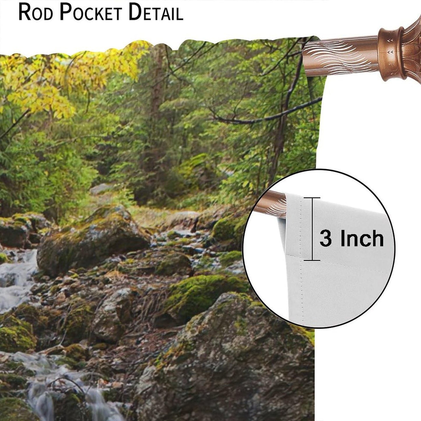 AuiMzoo Natural Waterfall Curtains, Jungle Rivers and Streams Natural Scenery, Bedroom, Living Room and Kitchen Blackout Curtains42X45 Inch