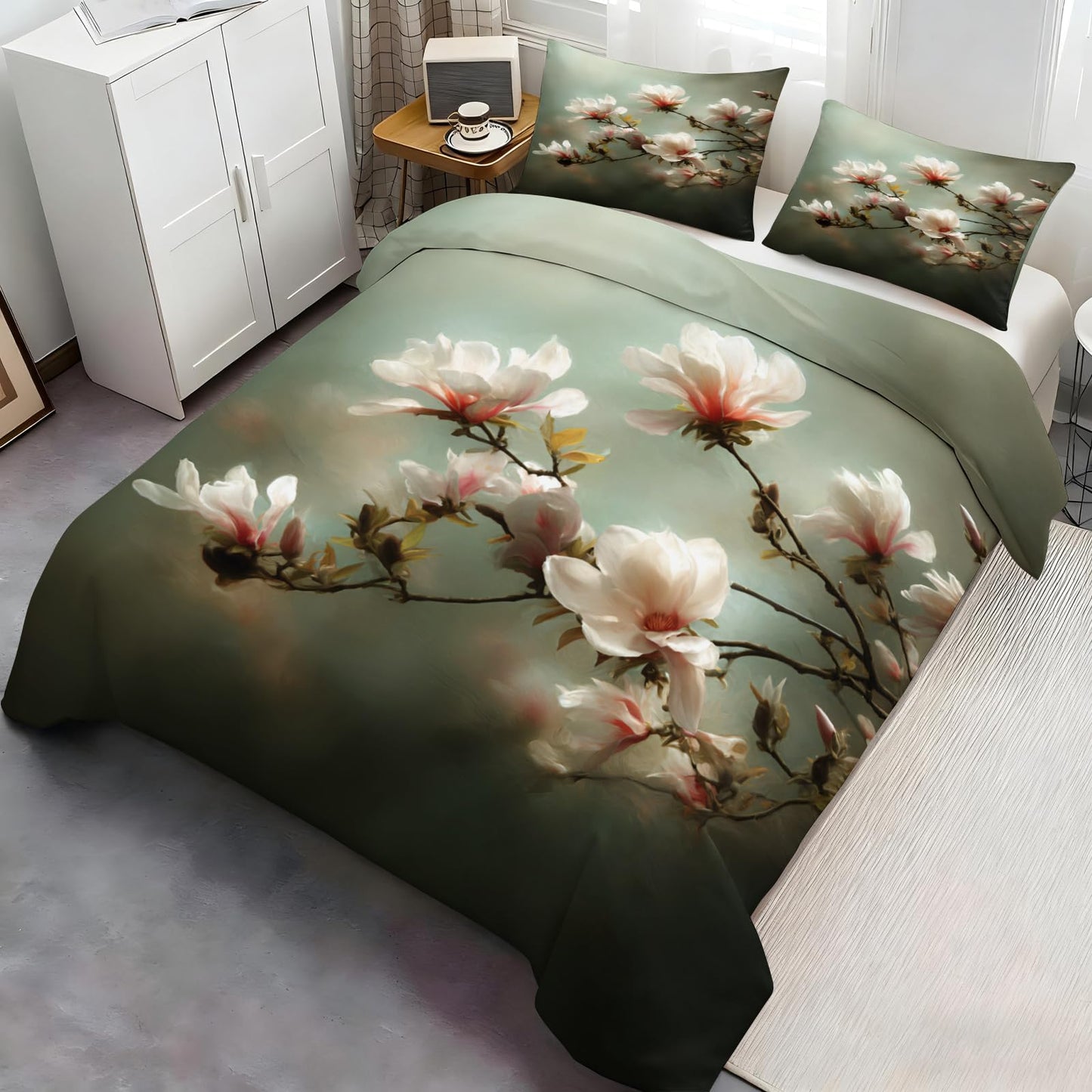 ZAMODE Floral Duvet Cover King Size, Botanical Flowers Comforter Cover 104" x 90", Rustic Flower Bedding Set with 2 Pillowcases