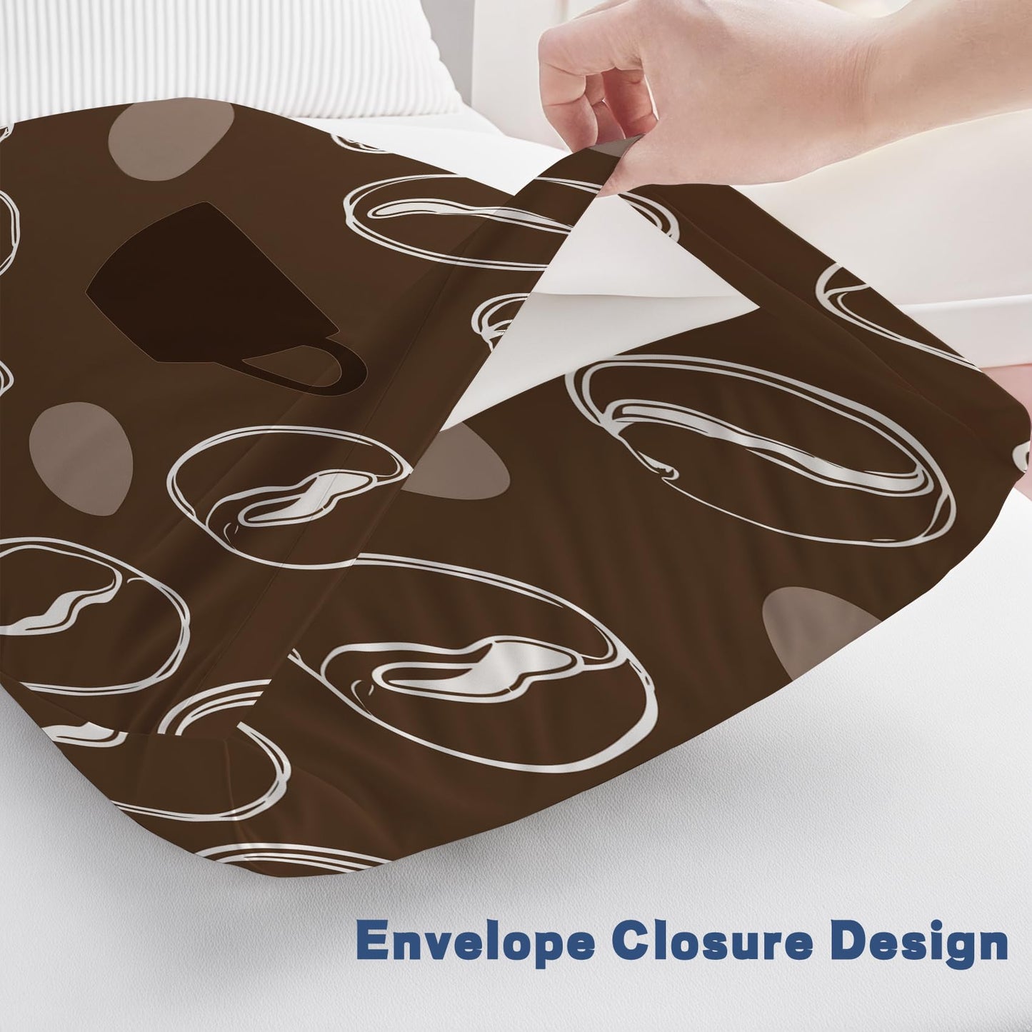 Solvivae Coffee Pillow Cases King Size Set of 2, Coffee Bean Pillowcases with Envelope Closure for Couch, Soft Breathable Microfiber Decorative Bed Pillow Covers, Gifts for Women & Men
