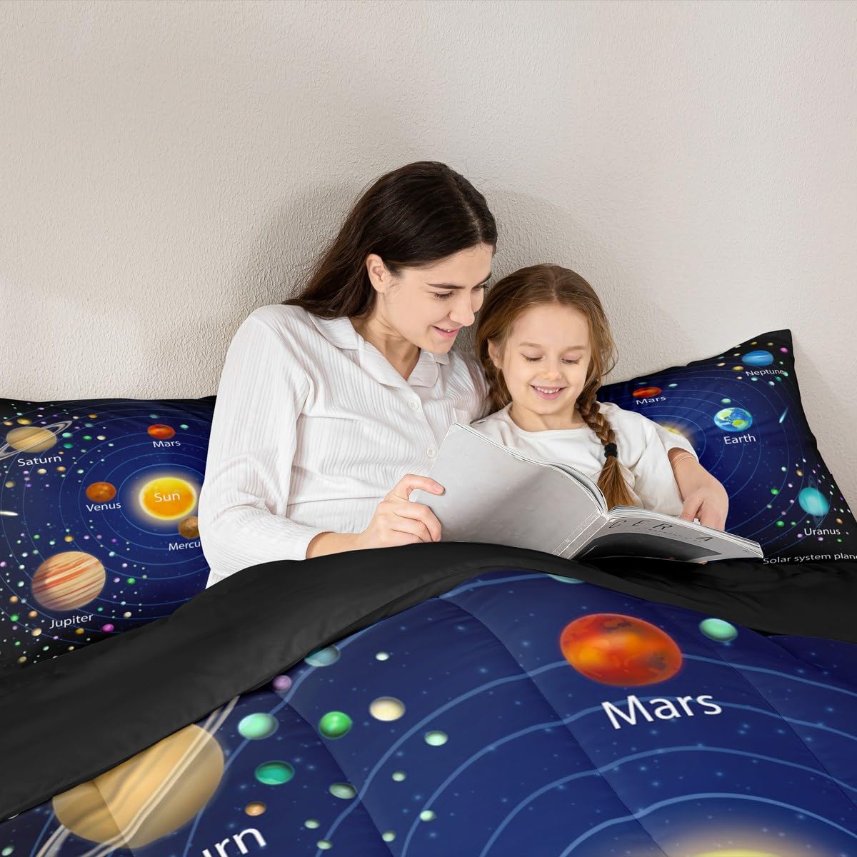 Feelyou Outer Space Comforter Set Boys Universe Planet Bedding Set for Kids Boys Girls Galaxy Comforter Planet Quilt Set 1 Comforter Set with 1 Pillowcase Twin Size