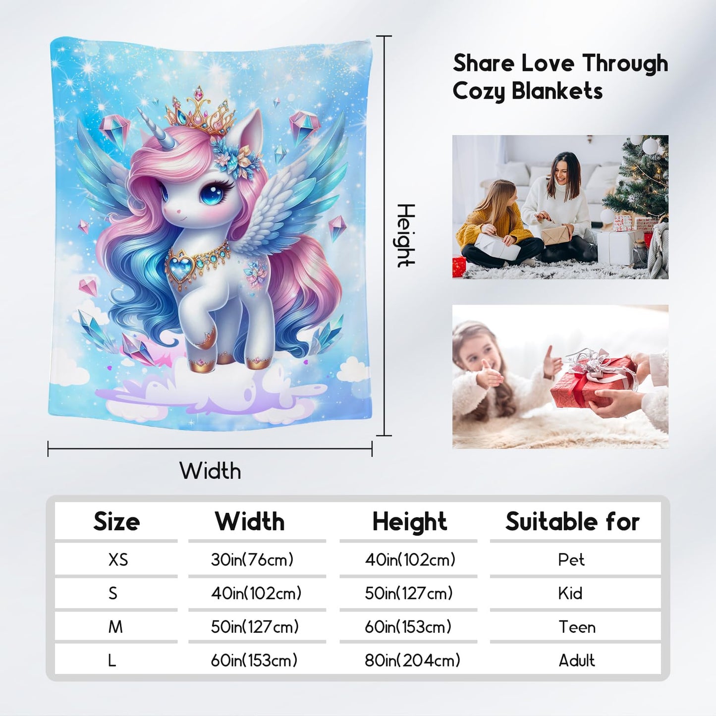 Gifts for Girls, Unicorn Blanket for Kids, Unicorn Fleece Blanket for Girls Daughter, Soft Lightweight Throw for Sofa Couch, 50"x60"