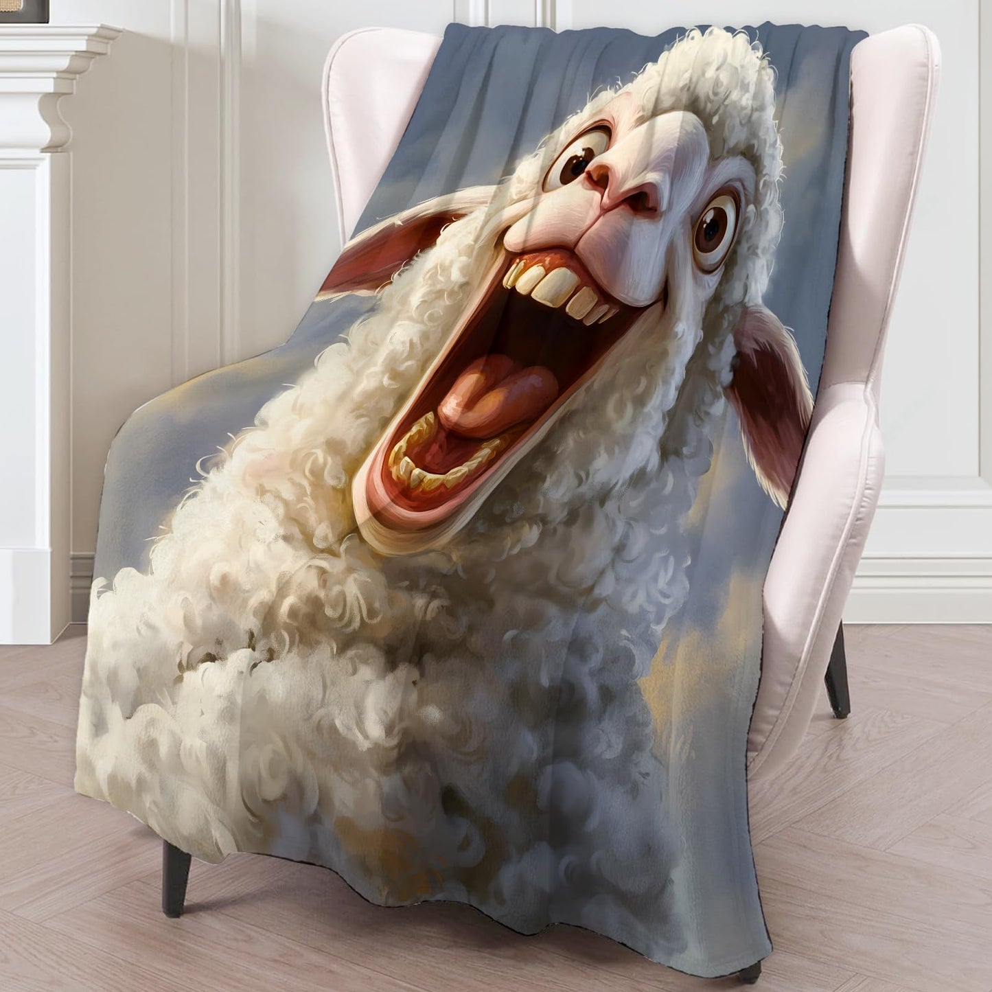 BIWOTU Funny Sheep Blanket - Super Soft, Cozy, Lightweight Flannel Throw - Warm, Plush Blanket for Couch, Bed, Office, Travel, Outdoor Ideal Gift for Adult - 50×60in