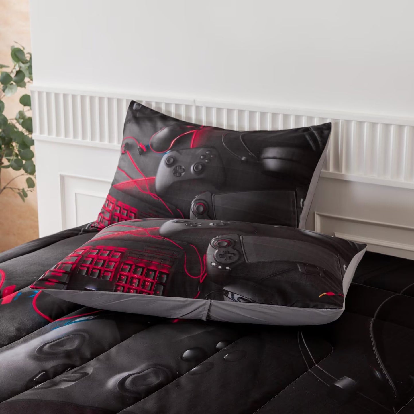 GRAT TIOC Gaming Comforter for Boys Teens,Game Bedding Sets Twin,Kids Gamer Comforter Set,Video Game Bedroom Bed Set Controller Duvet All Season 3 Piece