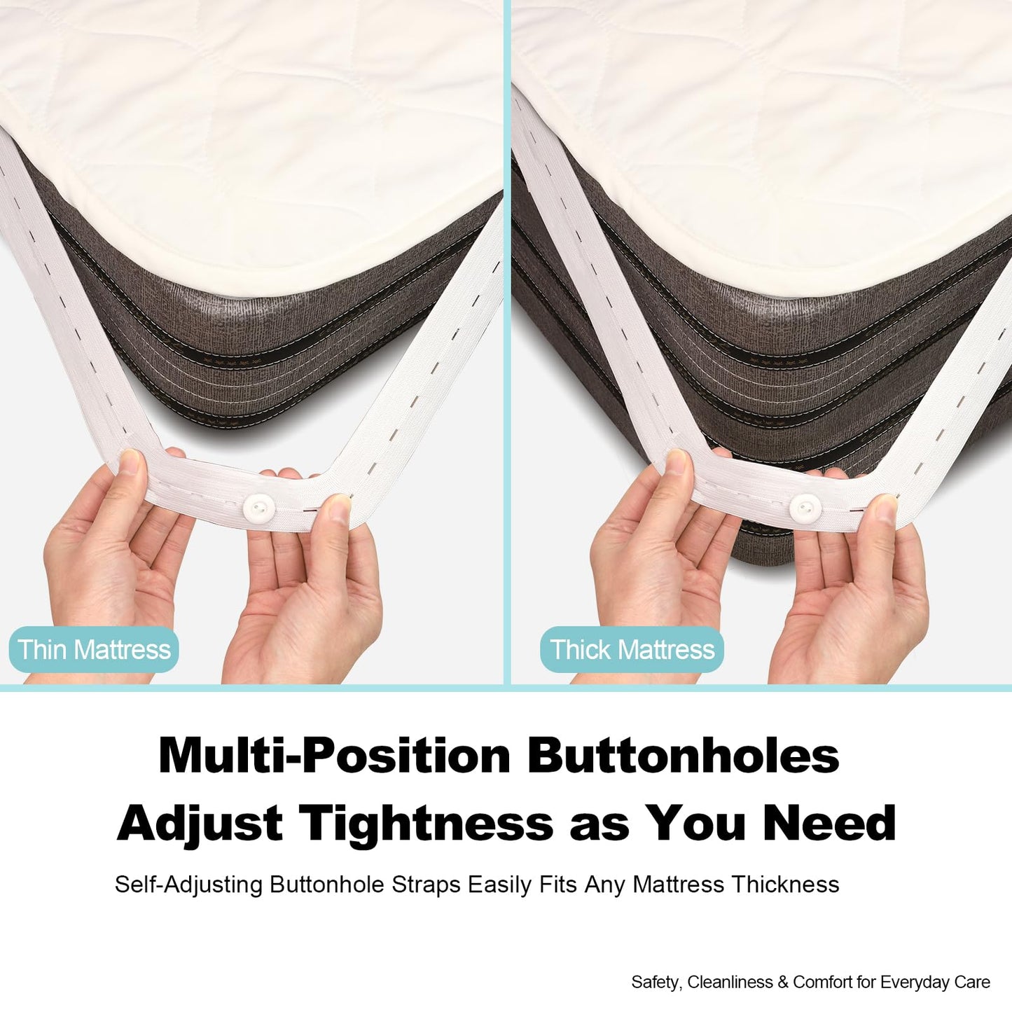 Florith Waterproof Mattress Protector Queen Size 60"x80"– Incontinence Bed Pad with TPU Backing, Adjustable Straps Fits 4-21" Deep Mattresses, Soft Quilted & Machine Washable, Breathable & Non-Slip