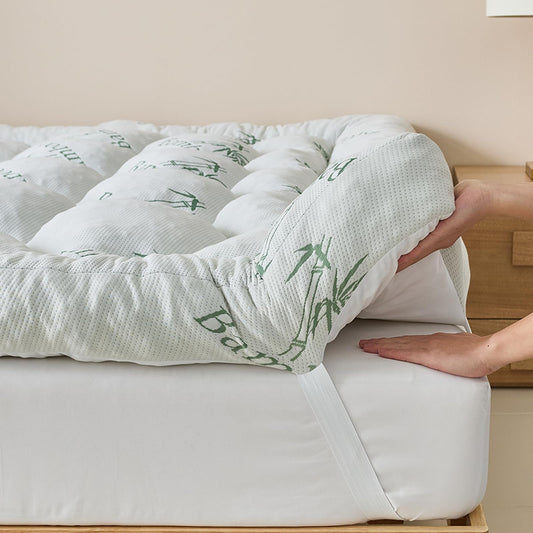 5 Inch Memory Foam Mattress Topper Full Size, Breathable Viscose Made from Bamboo Pillow Top Mattress Pad Cover, Soft Bed Topper with 2000 GSM Foam Filling for Pain Relief, White, 54x75x5 in