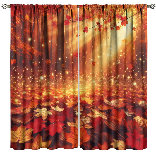 Nanacur Autumn Leaf Maple Leaves Curtains, Fall Plants Nature Scenery Rod Pocket Window Treatments for Farmhouse Bedroom Living Kitchen Cafe Drapes 41" W X 45" L (No Blackout)