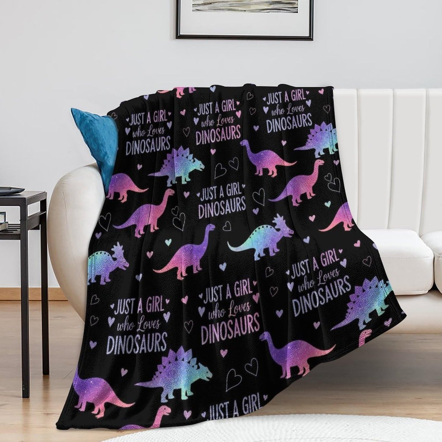 Meaudiwes Fashion Blanket Carpet, Flannel Blanket Winter Warm Blanket for Women Men Compatible with Just A Girl Who Loves Dinosaurs