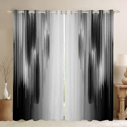 jejeloiu Grey and Black Curtains for Bedroom Living Room (2 Panels, 42 x 63 Inch) Modern Art Darkening Drapes Decor Vintage Messy Rust Blackout Curtains Gradient Stryle Window Treatments