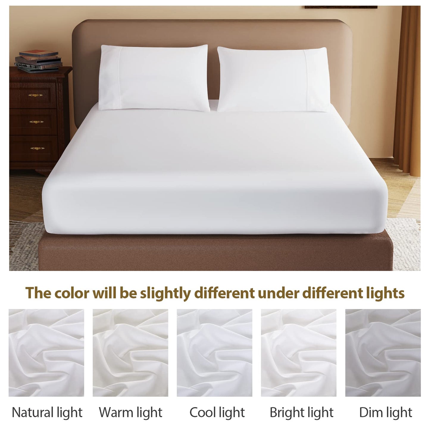 100% Egyptian Cotton Fitted Sheet Full Size White, 600 Thread Count, 8-16" Deep Pocket Sheet, Soft & Elastic Sateen Weave Bottom Sheet for Hotel & Home (White, 1 Pack Fitted Sheet Only, Full)