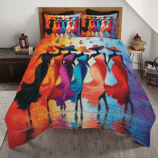 Custom African Women Quilt Set, Brown African Pattern Bedspread Bedding Set, Colorful Black Women Soft Lightweight Bedspreads with Pillow Covers, Gifts for Girls Adults Bedroom Decor (STYLE-01)
