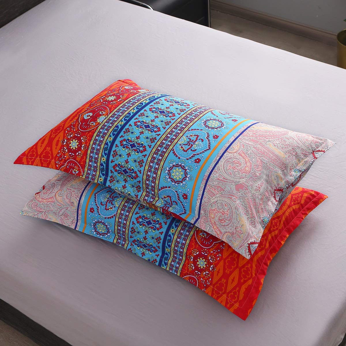 Pangzi Bohemian Sheet Set,Retro Bed Sheets 16 inch Deep Pockets,1 Fitted Sheet, 1 Flat, 2 Pillow Cases - 4 Piece (Queen, A)