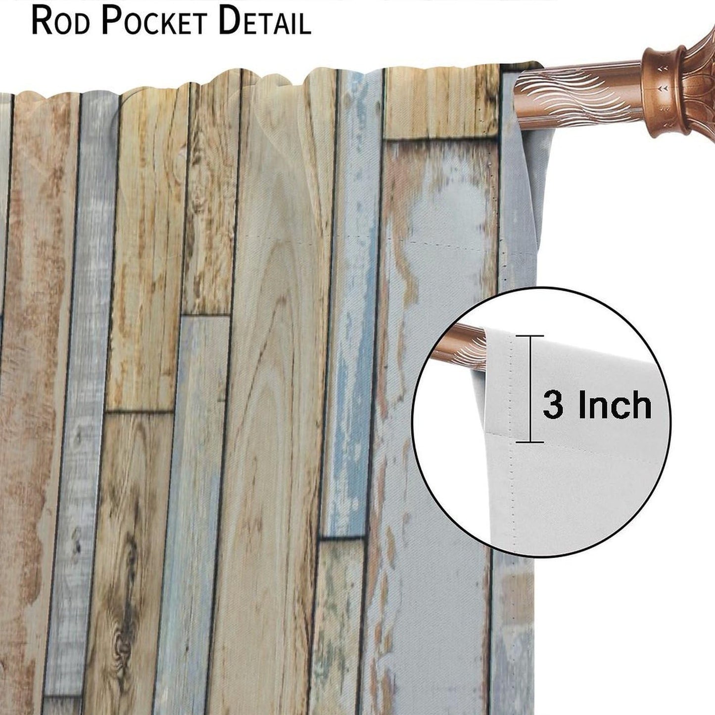 Nanacur Wooden Curtains, Vintage Wood Barn Door Farmhouse Country Rod Pocket Window Treatment for Bedroom Living Room Kitchen Cafe Drapes 41" W X 45" L (No Blackout)