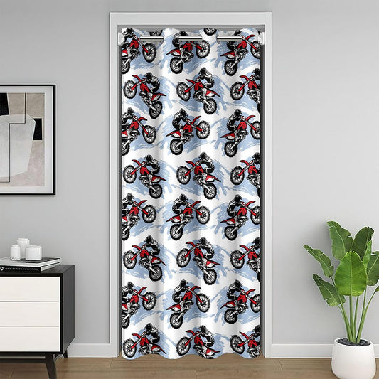 Feelyou Dirt Bike Door Curtain for Doorway Privacy Extreme Sports Closet Cover for Bedroom Living Room Racing Motocross Rider Room Divider Curtain 34" x 80" Motorcycle Darkening Blackout Home Decor