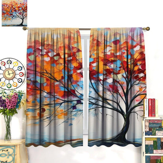 Autumn Tree Blackout Curtains, Thermal Insulated Light Blocking Drapes, Colorful Falling Leaves, Nature Home Decor for Bedroom Living Room,21" W x 45" L, 2 Panels