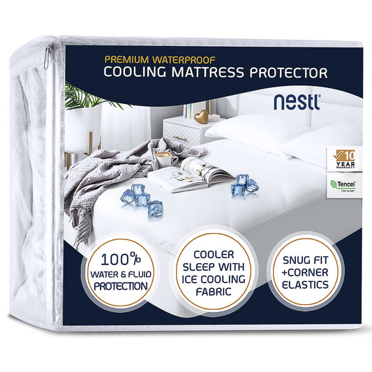 Nestl Waterproof Mattress Protector, Washable Mattress Cover, Fitted Mattress Pad with 17" Deep Pocket (Queen)