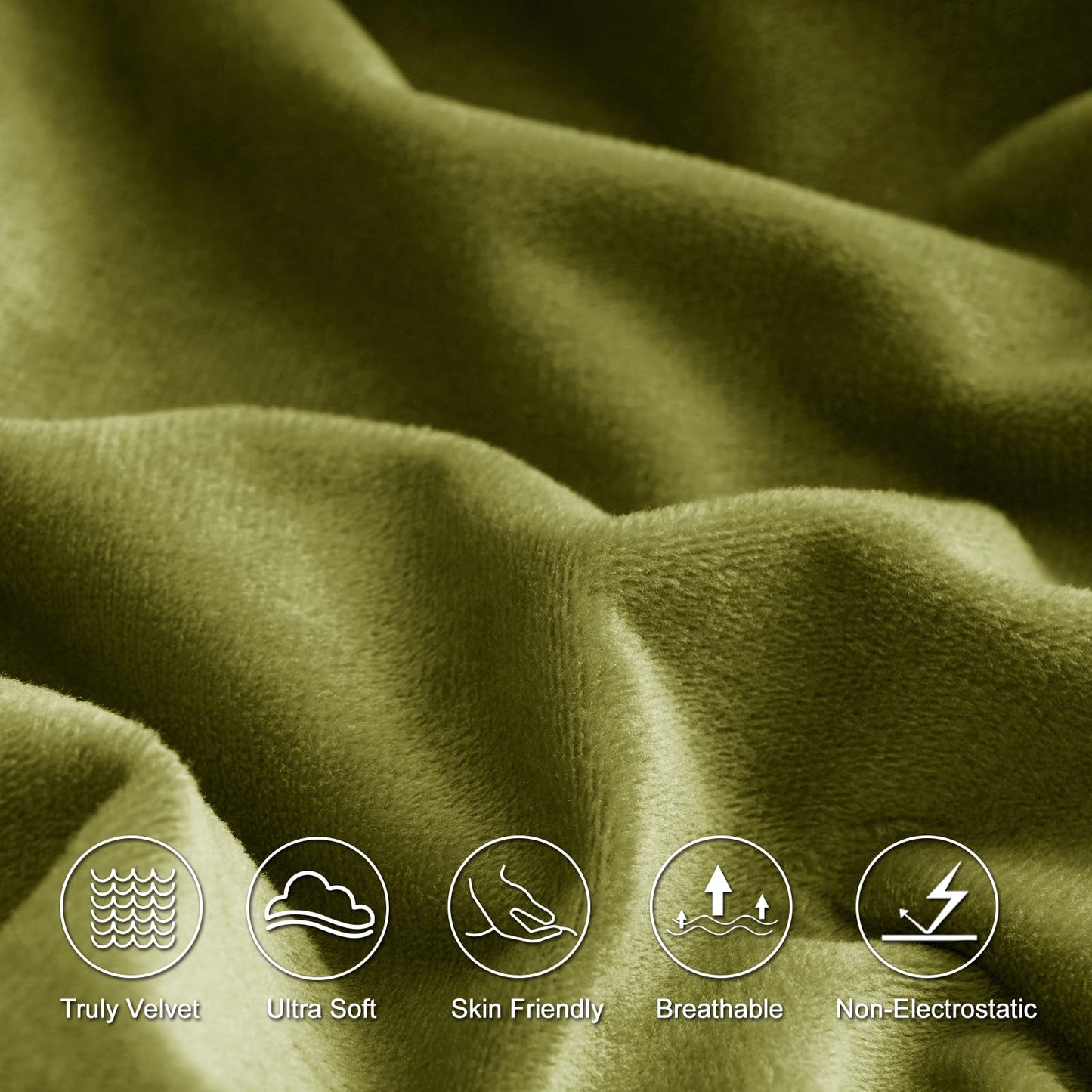 PHF Ultra Soft Velvet Fitted Sheet Queen Size, 16" Deep Pocket with Wider Stronger Elastic Band, Easy Fit Easy Care, 1 Pack Cozy Comfy Flannel Bottom Sheet for All Seasons, No Pillowcases, Olive Green
