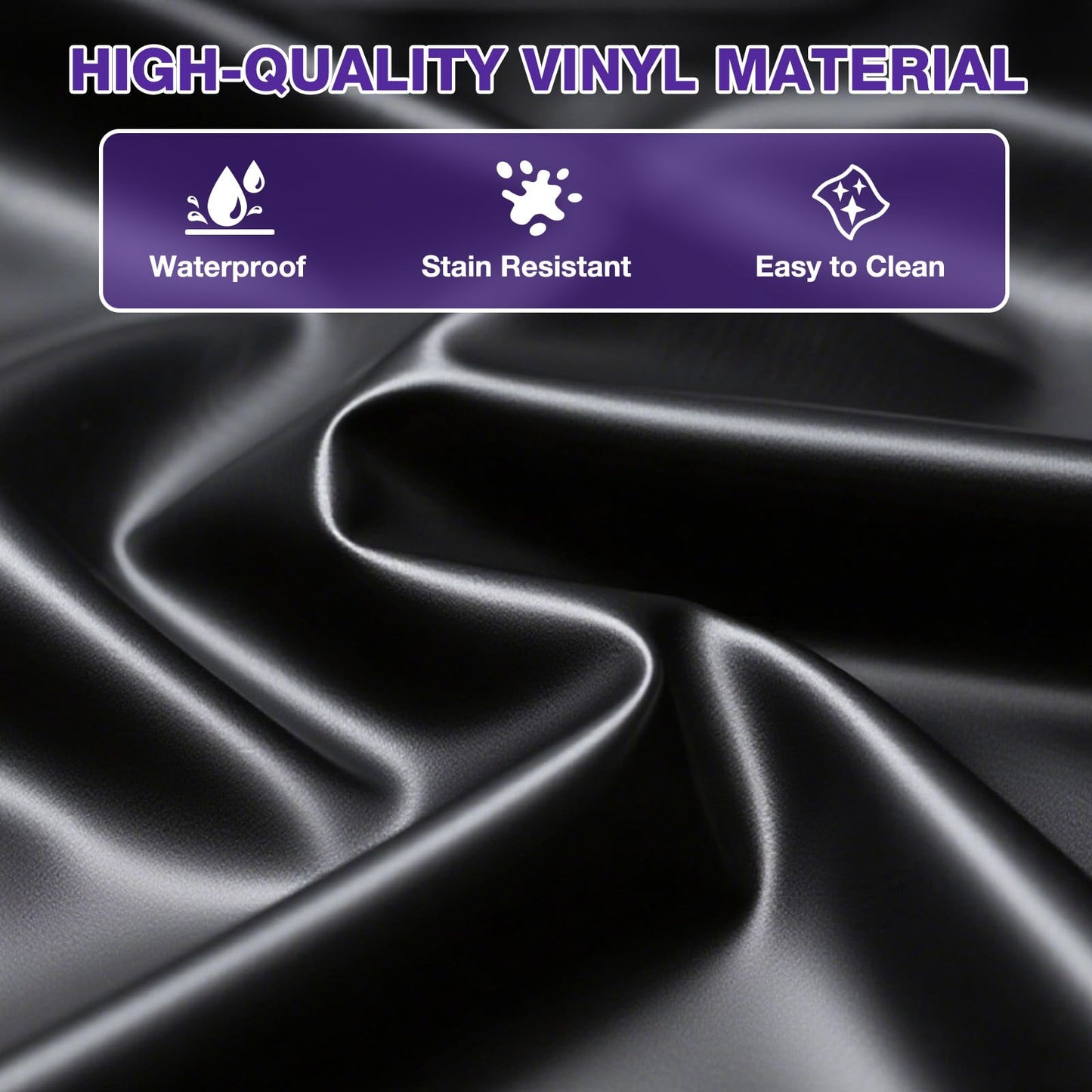 Black Vinyl Queen Mattress Protector Waterproof for Essential Oil Massage Spa, Fits 60x80in (152x203cm), Wipe Clean PVC Mattress Cover Stain & Water Proof Bed Cover Queen Fitted Sheet for Nuru Massage