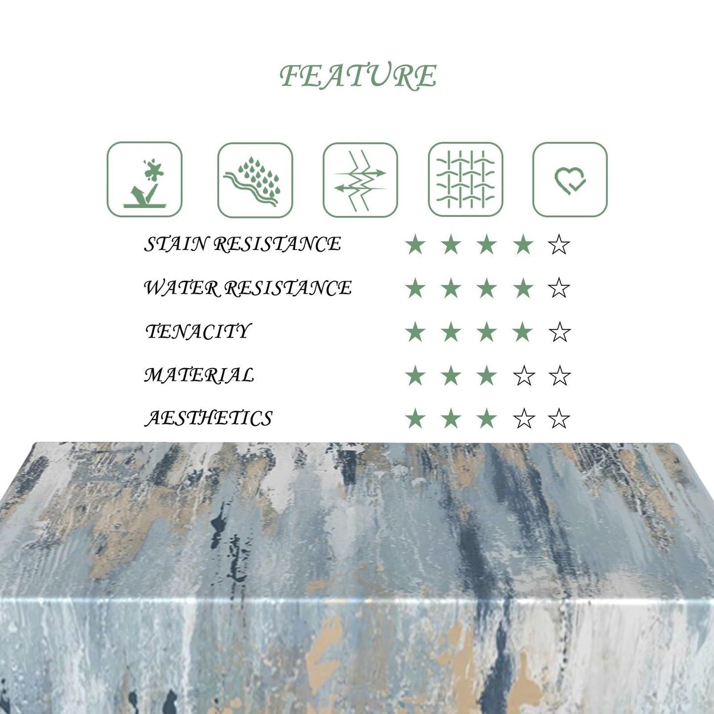 ggaimwf 60x84 Inch Modern Abstract Art Rectangle Tablecloth Blue Gray Brushstroke Pattern Table Cloth Washable Durable Table Cover for Kitchen Dining Home Party Bedroom Studio Decor
