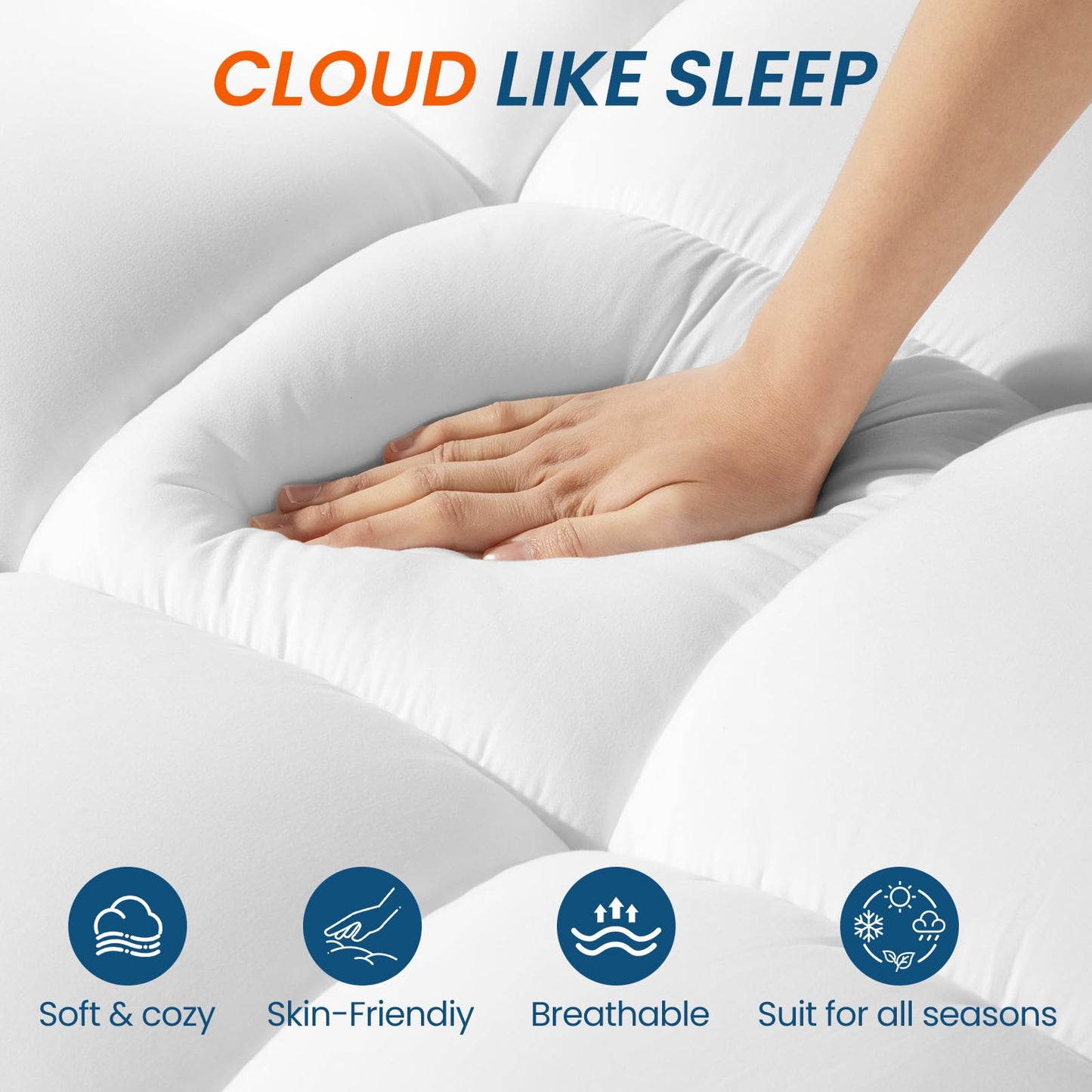 4 Inch Dual Layer Memory Foam Mattress Topper - 2 Inch 1000GSM Fluffy Soft Pillow Top Mattress Pad Cover and 2 Inch Cooling Gel Memory Foam for Back Pain Relief, with 8-21" Deep Pocket (Queen,60"x80")