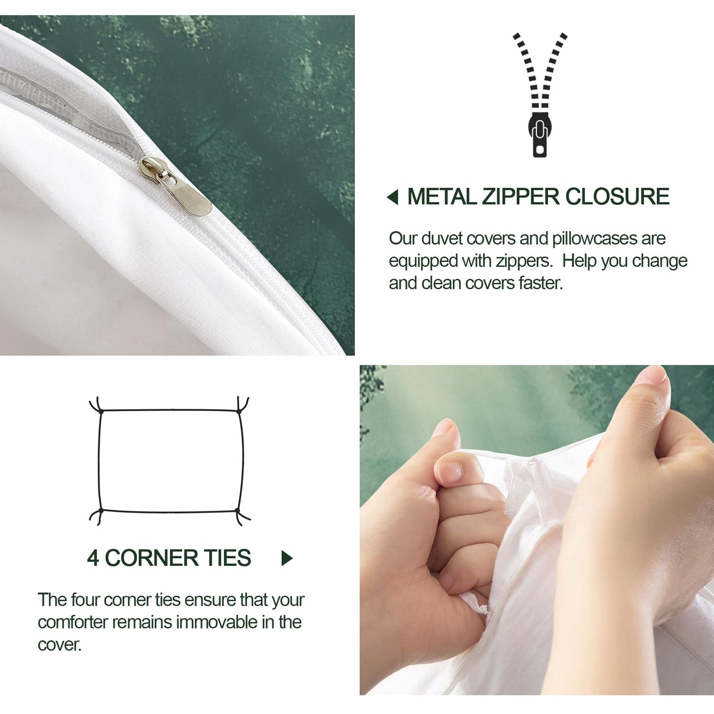 PAISUOQ Misty Forest Duvet Cover King, Fir Trees Comforter Cover with Zipper Ties, Natural Landscape Bedding Set, 3 Pieces with 2 Pillow Cases, Home Decor & Gifts