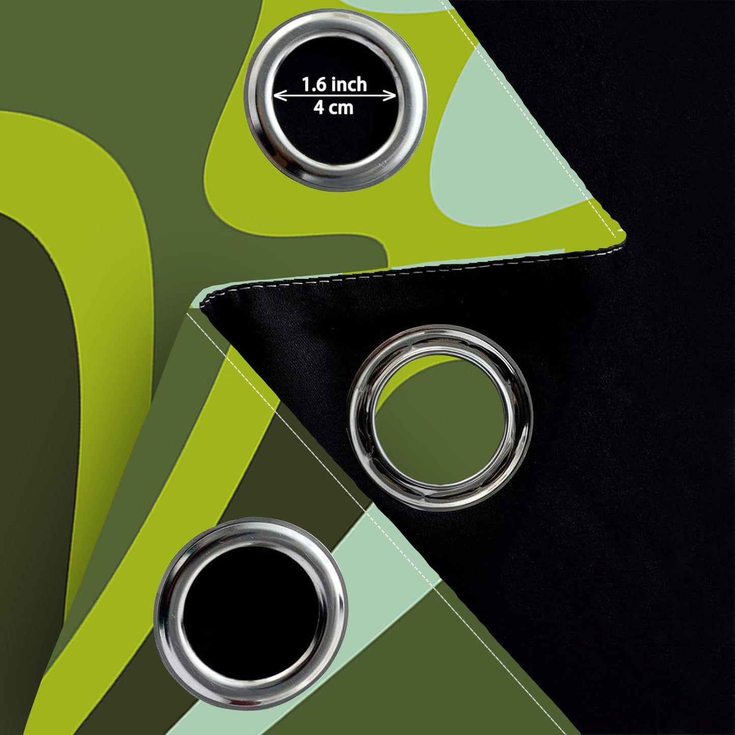 Abstract Wave Blackout Curtains 84" W x 54" L, Emerald Green 3D Print Pattern Curtain, Top Grommet Darkening Curtain for Bedrooms Living Rooms Hallways Children's Rooms and Studies