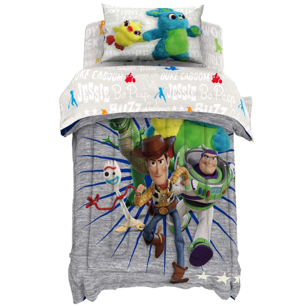 Jay Franco Disney Pixar Story 4 All The Toys Twin Bed Set, Blue
