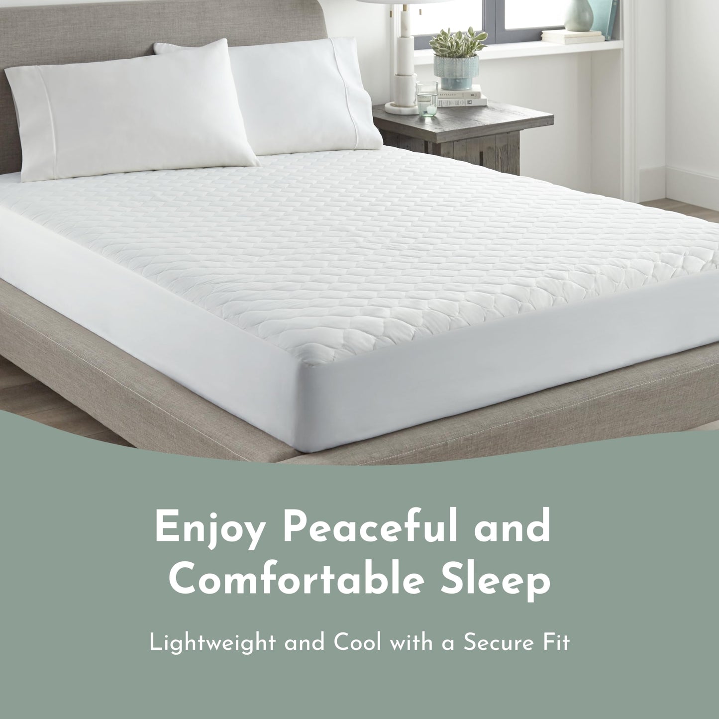 100% Cotton Organic Mattress Protector | Breathable & Noiseless Quilted Organic Mattress Pad with Premium 300GSM Durability | Machine Washable Bed Protector with Deep Pocket (White, Twin)