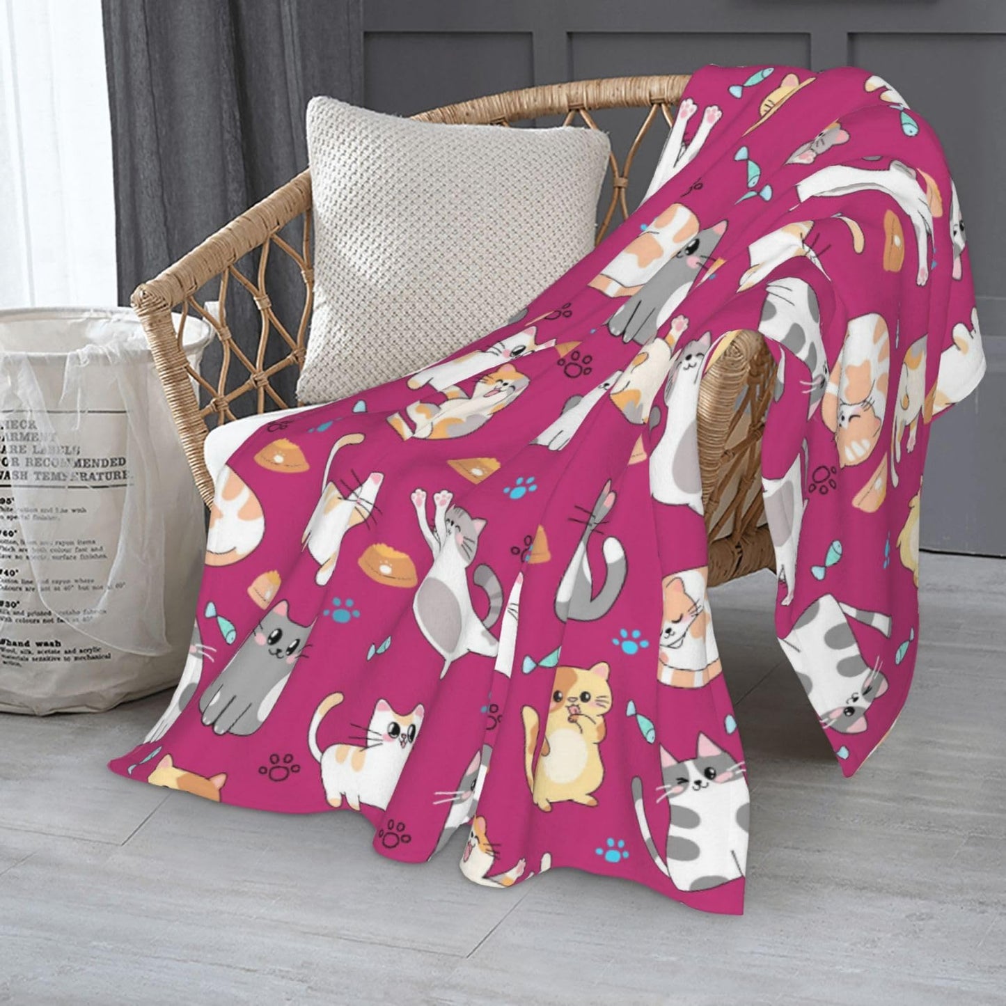 Cute Cat Blanket with Cats Rose Pink Throw Blankets Fuzzy Soft Cozy Blankets 50"x40" Soft Throws Warm Lightweight Plush Fleece Throw Blanket for Kids Men Women Gift Bed Couch Sofa