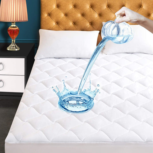 JamRest King Quilted Mattress Pad Waterproof Breathable Bed Protector Quiet Fabric Noiseless Cooling Microfiber Fitted Mattress Cover Smart Shield Master Bed Deep Pocket Fits 6 to 21 Inch Mattress