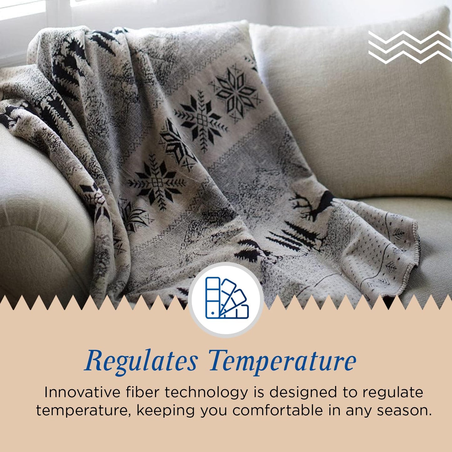 Denali Ultimate Comfort Rustic Throw Blanket w/Lightweight Microplush Acrylic, Super-Soft Fabric, American Made Hand-Stitched, Washable & Dryable - Black Forest Friends Design (60x70)