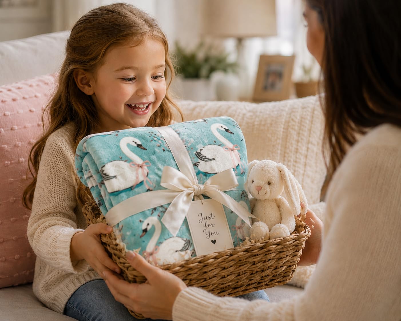 Serafina Home Fleece Throw Blanket: Soft Cozy Velvet Swans on a Lake Design, for Couch Bed and Home Decor, 50x60