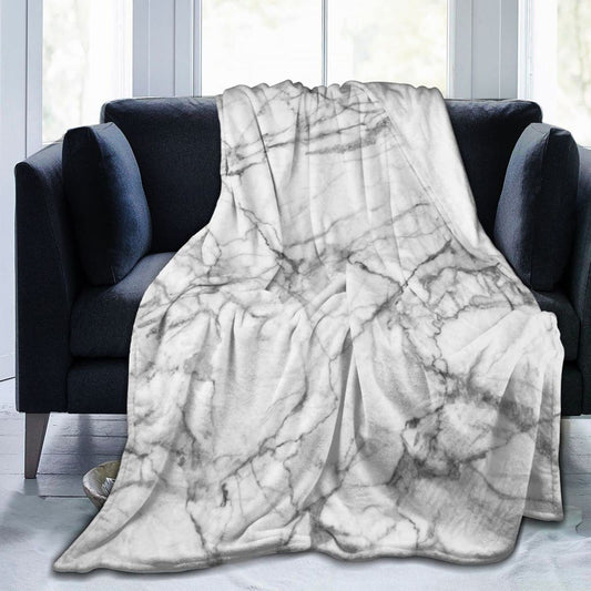 Abucaky Black and White Marble Fleece Throw Blanket Ultra Soft Cozy Decorative Flannel Blanket for Home Bed Couch Chair Travel 60x50in