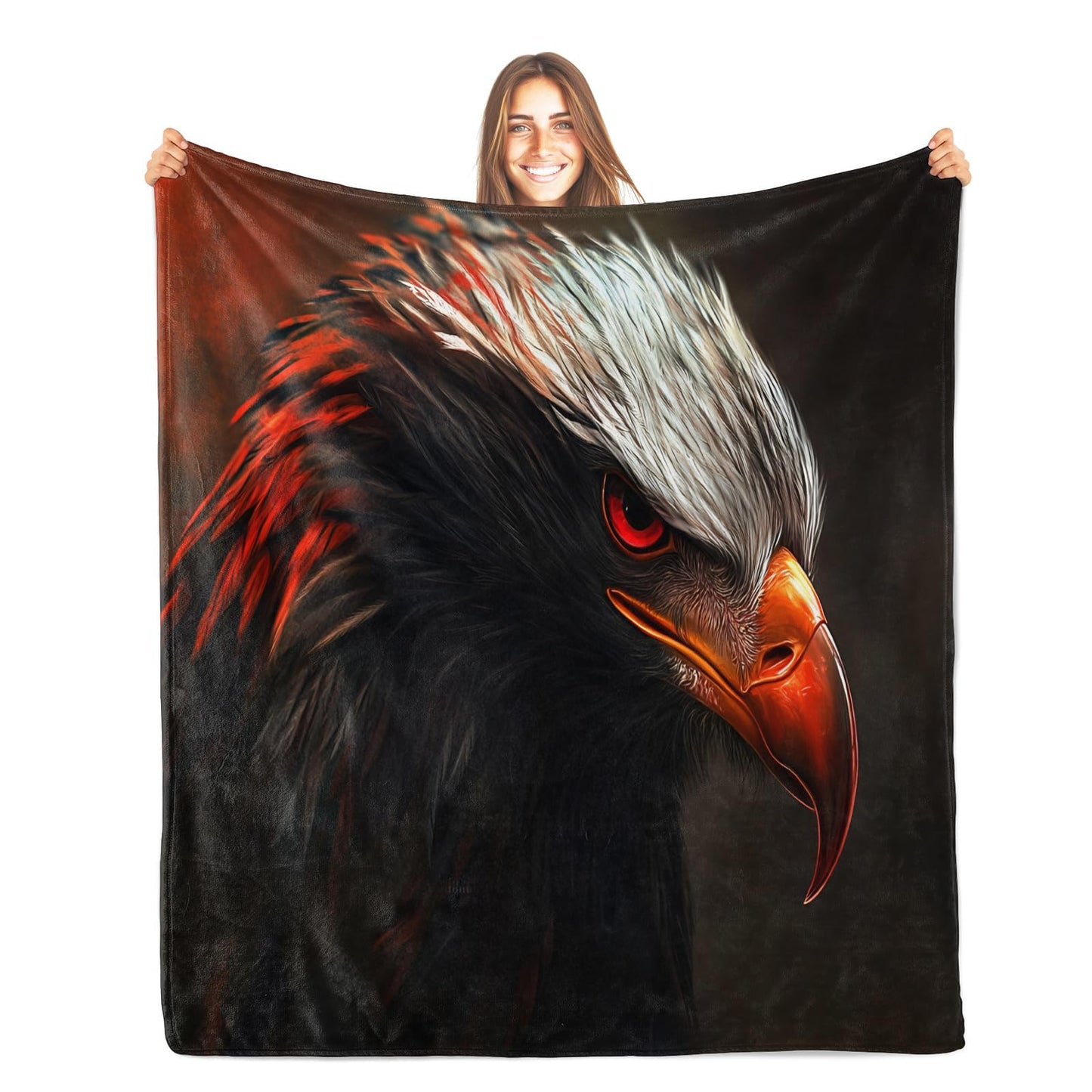 PAOABIU Eagles Blankets, Gothic Eagle Throw Blanket for Couch Bed Sofa, Dark Red Blankets and Throws - Super Soft Cozy Plush Flannel Blanket Gifts & Decor, 66x90