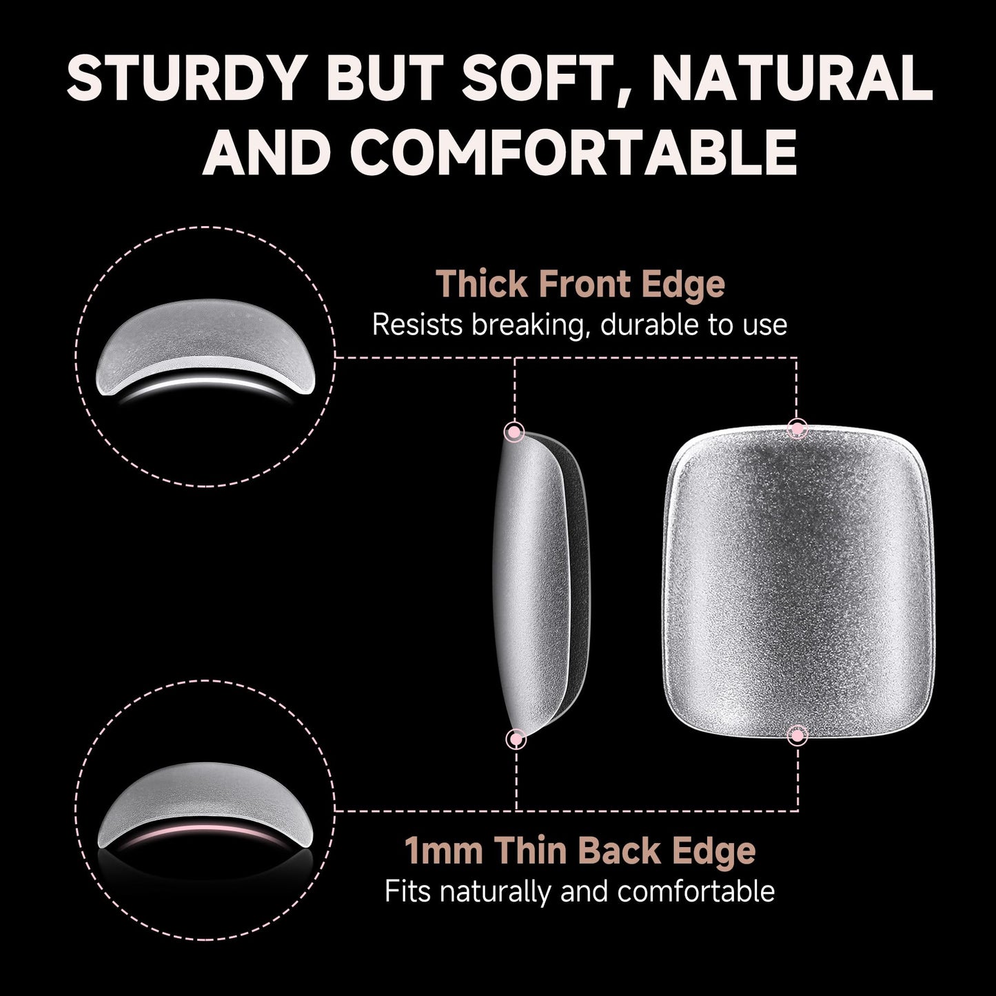 UNA GELLA Toe Nail Tips Full Cover, 216 Pcs Square Round Toe Nail Press Ons Clear Pre-shape Gel Toe Nail Tips Double Matte Acrylic Fake Toenails Extensions DIY Home Nail Salon for Women, 15 Sizes