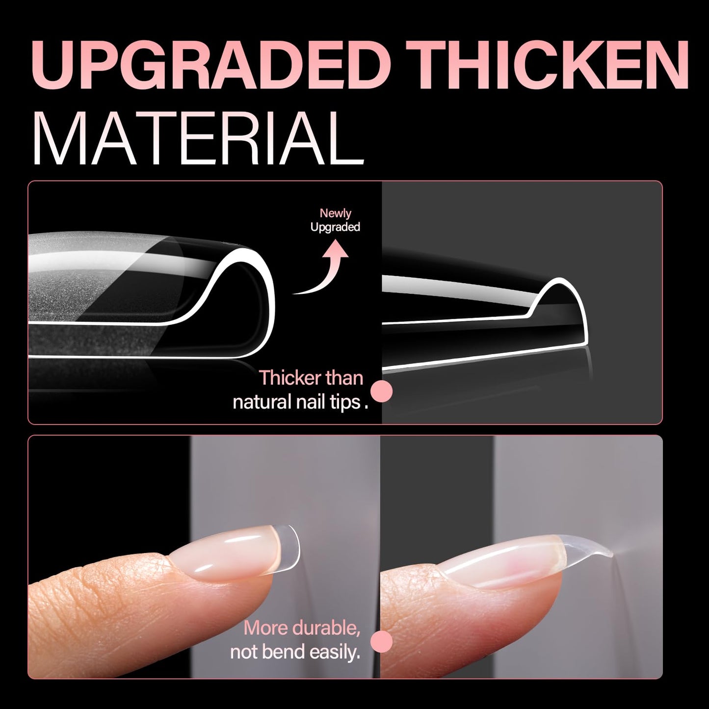 AILLSA Short Square Nail Tips, Fake Thickened Half Matte Nails Tips, Pre-shaped Press on False Nail Tip for Nail Salon 256PCS with Storage Box