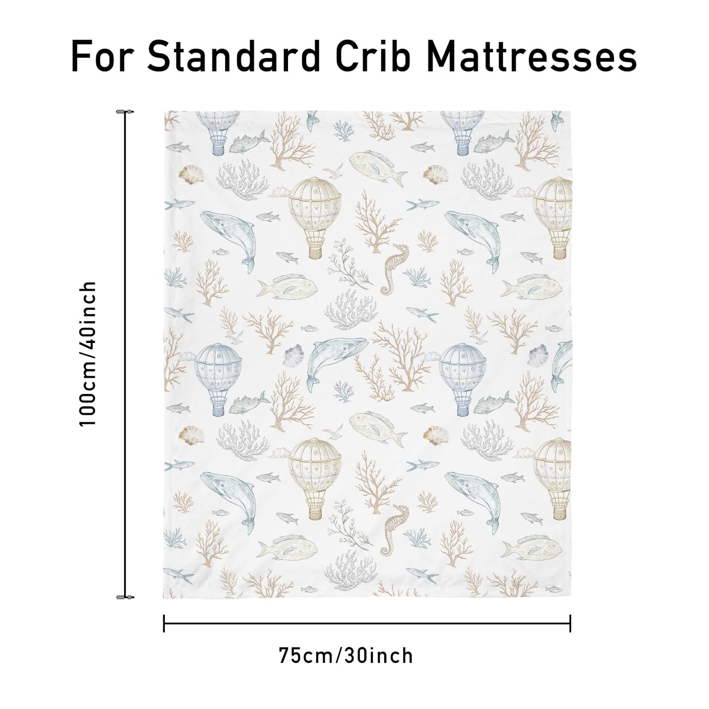 CIVARUA KIDS Whale Baby Fleece Blanket Neutral for Boys Girls, Soft Kid Throw Minky Blanket Double Layer with Dotted Backing, 30 x 40 Inch Blue Whale Hot-air Balloon Print