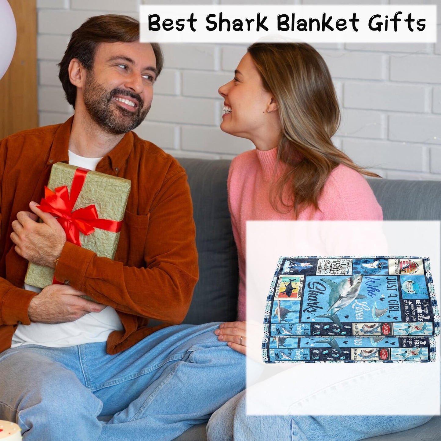 Wxiben Shark Throw Blanket Gifts - Ocean Animals Blanket Gift for Boys Girls Shark Lovers Just a Girl Who Loves Sharks Flannel Throw Blankets Gift for Bed Couch Sofa Living Room 60x50 inches