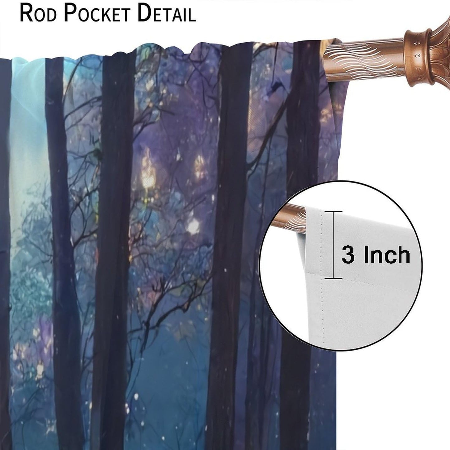 Magical Forest Curtains, Mystic Purple Forest Nature Scenery Print Rod Pocket Room Darkening Window Treatments for Living Room Bedroom Kitchen 42x45 Inch