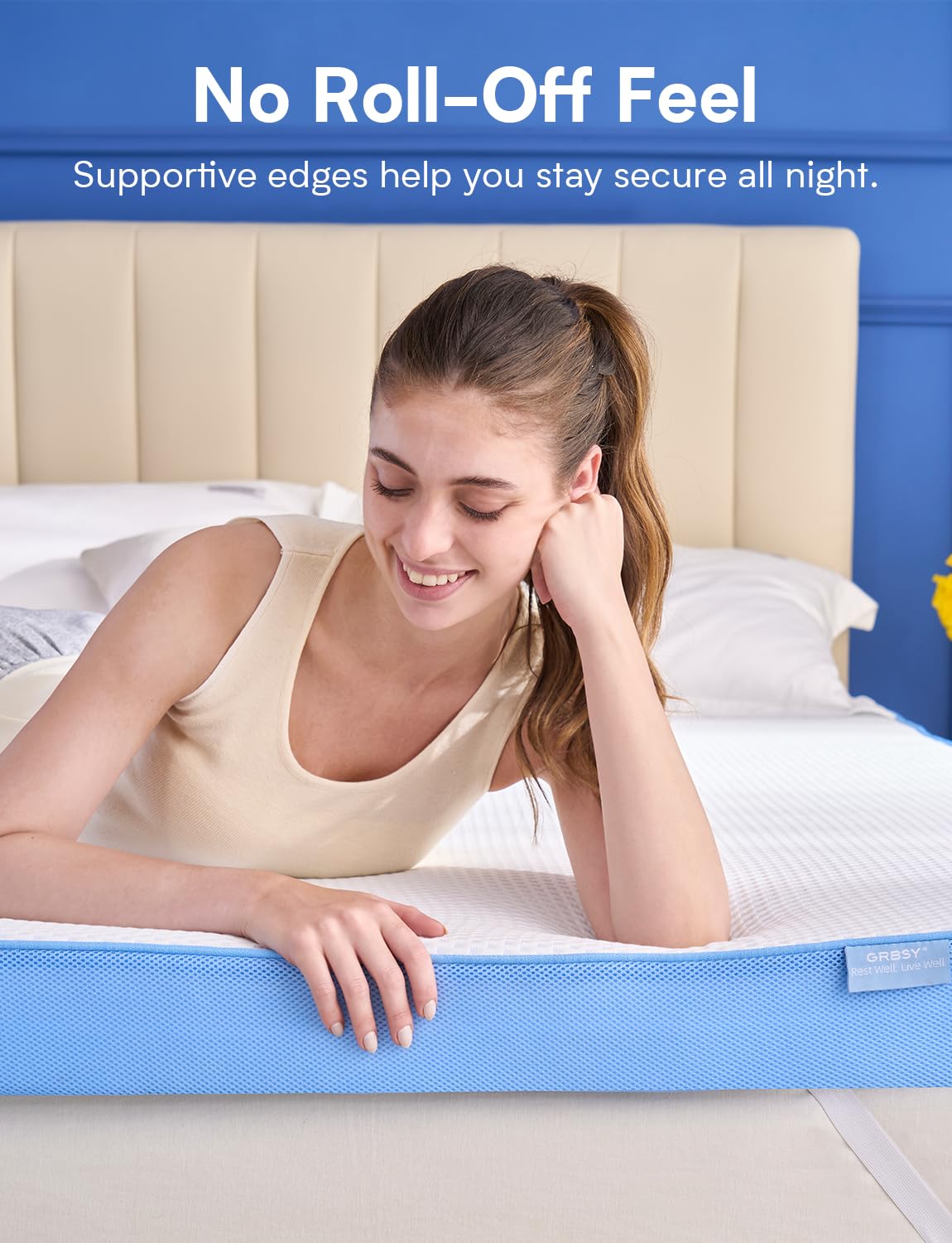 Grbsy Extra Firm Mattress Topper Queen Size, 3 Inch Firm High Density Memory Foam Bed Topper for Back Pain Relief, Gel Bamboo Charcoal Infused Cooling Mattress, CertiPUR-US Certified, Washable Cover