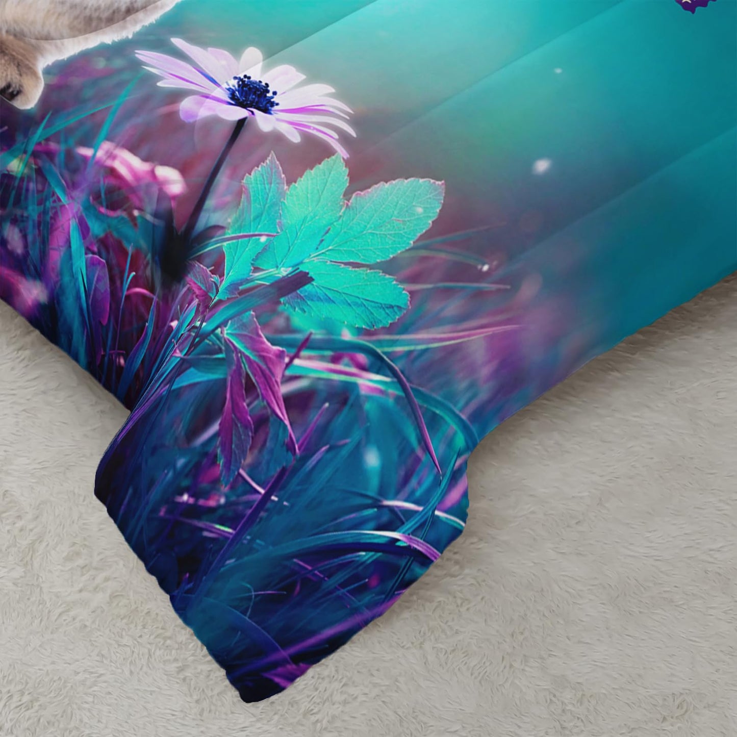 AILONEN Cat Bedding Set Twin Size with Girl Sitting on The Moon and Jellyfish Comforter Set for Kids Boys Girls,Dreamy Starry Soft Breathable Duvet Set 3 Pieces, 1 Quilt and 2 Pillowcases