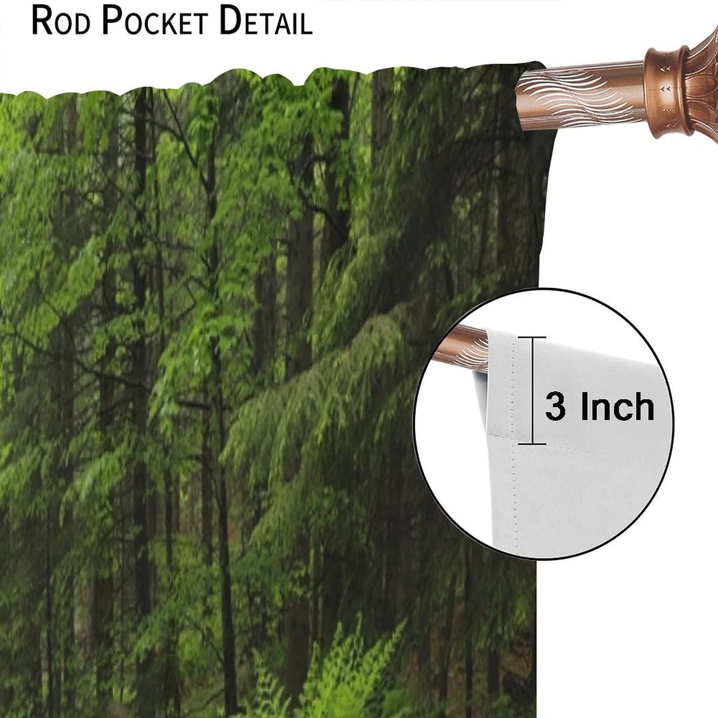 Forest Waterfall Curtains, Spring Nature Landscape Theme in Tropical Forest, Blackout Decorative Curtains for Bedroom Living Room, 2 Panel Set, 42X45 Inch