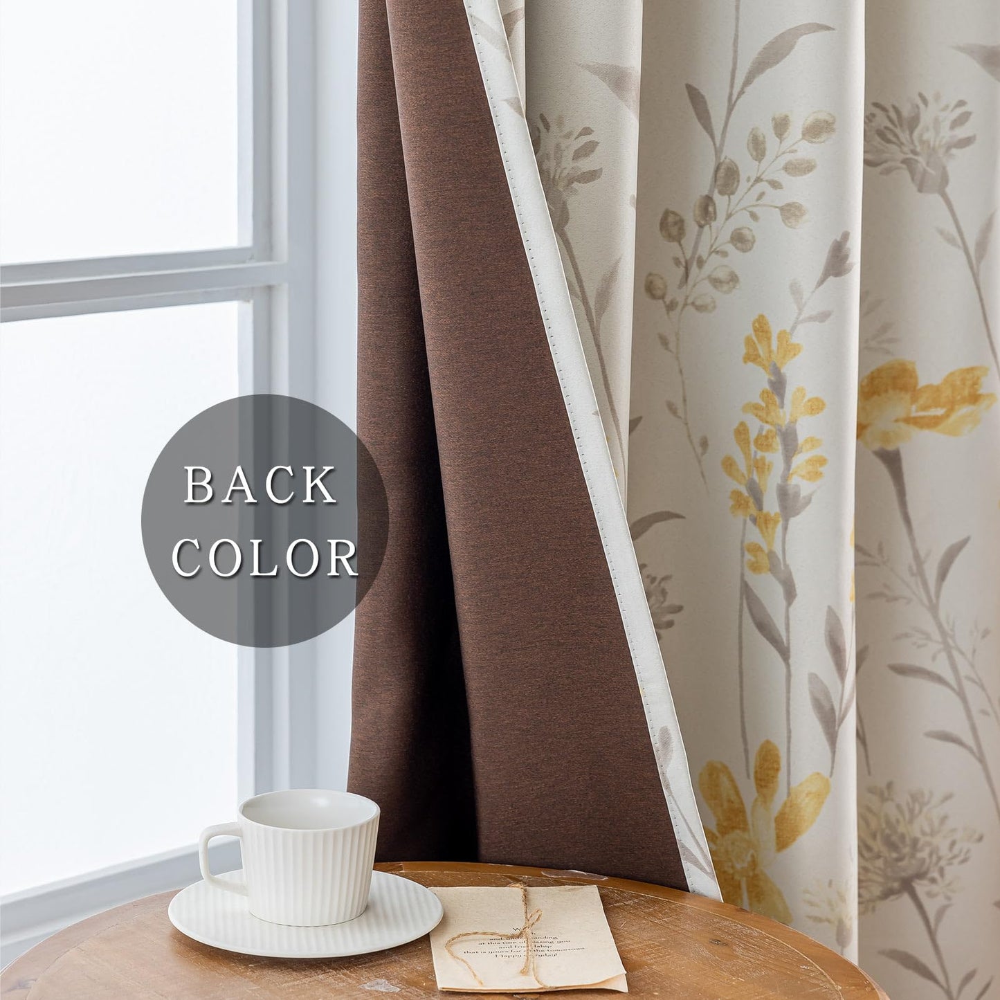 SUOUO Yellow Floral Blackout Curtains for Bedroom 84 inches Long Patterned Grey Leaf Thermal Insulated Window Drapes for Living Room 2 Panels