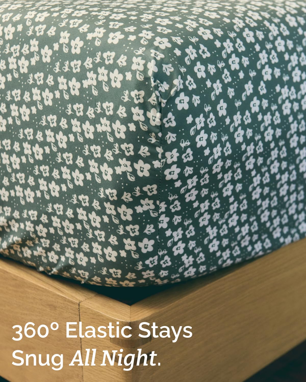 Floral Sheets - Green Floral Bed Sheet Set - 1 Flat, 1 Fitted & 2 Pillowcases w/ Deep Pockets - Comfy, Wrinkle & Fade Free - Boho Botanical Bedding - Ultra-Soft, Breathable & Cooling - Queen Size Set
