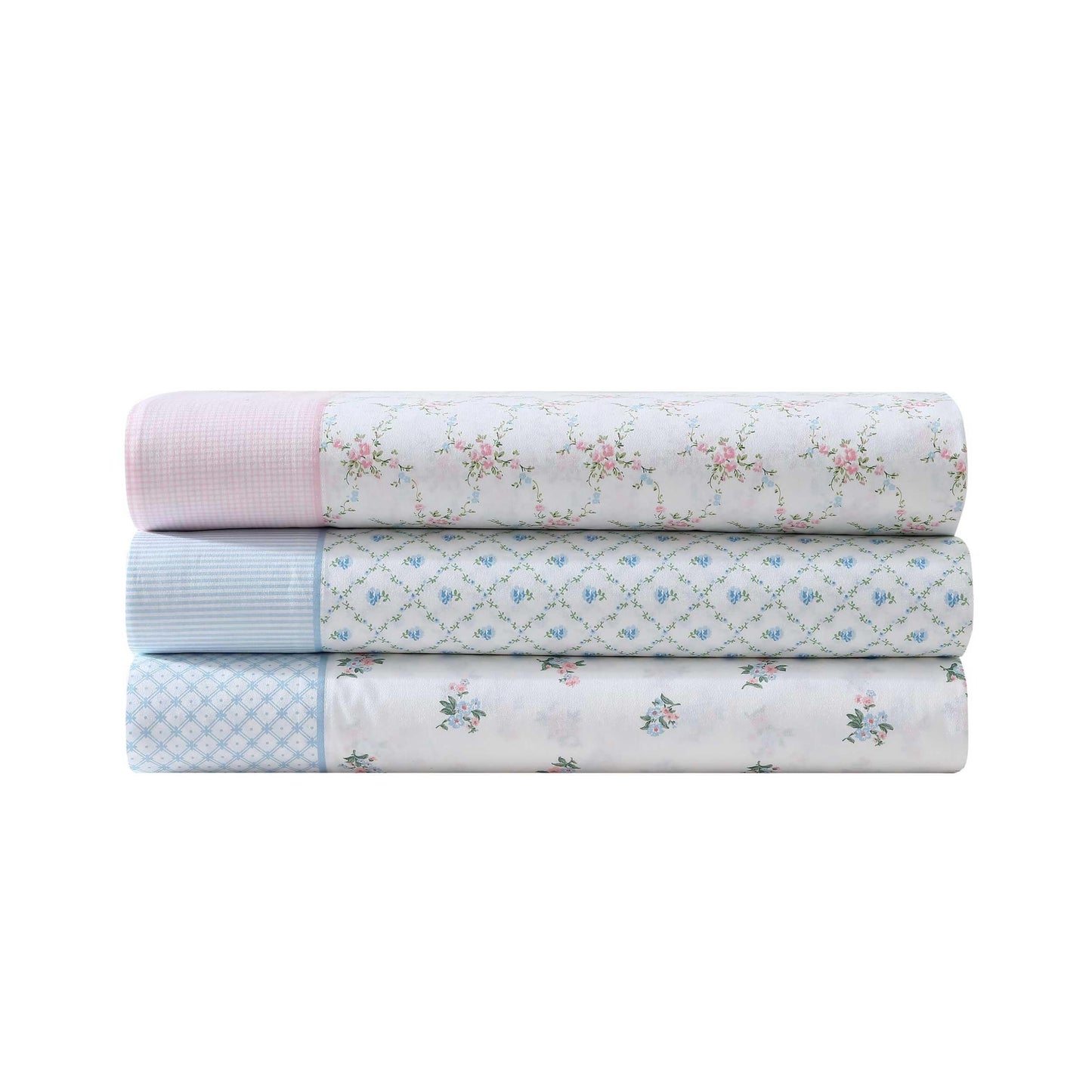 Laura Ashley – Twin Size Sheet Set, Crisp & Lightweight Cotton Percale Bedding with Fitted Sheet and Pillowcase, Floral Room Decor, Deep Pocket, College Dorm Room Essentials (Kate Blue)
