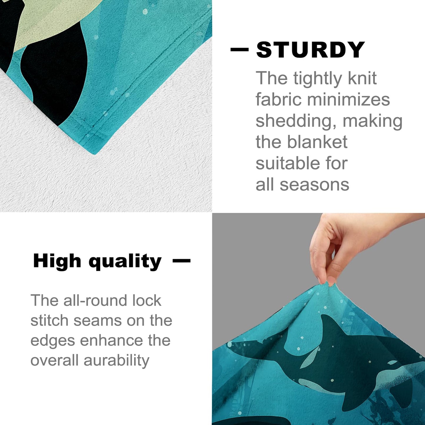 Orca Blanket for Kids Adults, Orca Gifts Flannel Throw Blanket, Orca Decor Lightweight Warm Soft for Sofa Couch Bed Living Room Office 60" x 50"