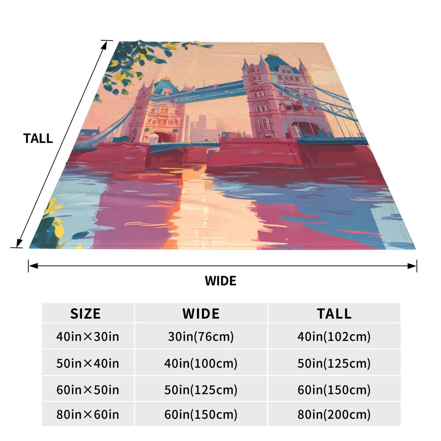 Modern Art London Bridge Fleece Blanket, Ultra Soft Fleece Throw Blanket for Bedding Sofa and Travel
