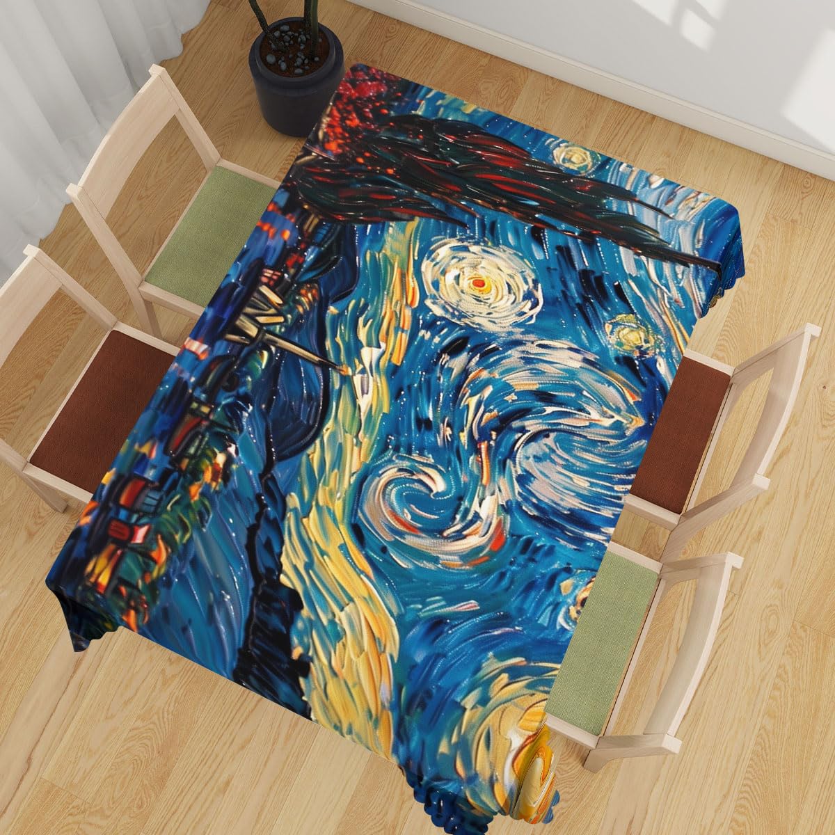 XYJFZL Abstract Classic Table Cloth Starry Night Art Rectangle Kitchen Table Cover Oblong Tablecloth for Dining Table Buffet Parties Patio Camping 52 x 70 Inch 4-6 Seats